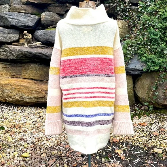 ANTHROPOLOGIE MULTI COLORED TUNIC WOOL / ALPACA  SWEATER - L - NEW ! - Picture 3 of 7
